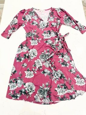 Paisley Raye Floral Wrap Dress Cottagecore Coquette Rose Print Date Night